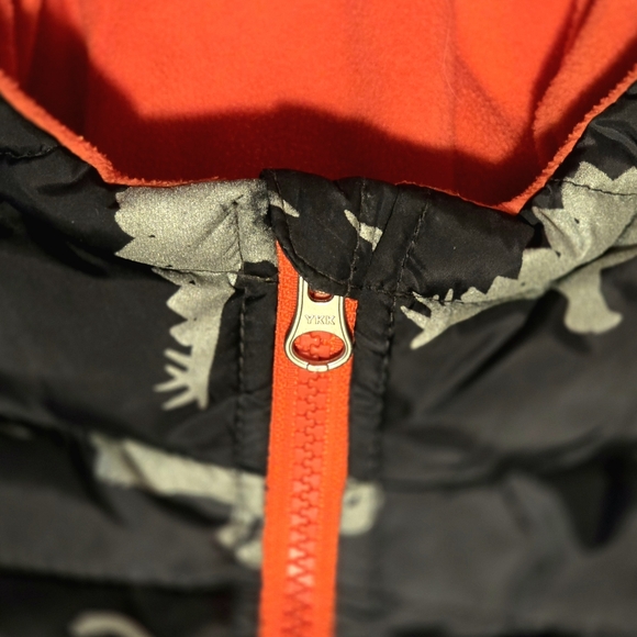 🔵 ☆ NWOT ☆ Wonder Nation Toddler Dino Print Bubble Jacket 2T Orange Grey - Picture 3 of 14